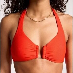 CALIA Womens U-Bar Halter Bikini Swim Top Fresh Red Size M NWT Beachwear